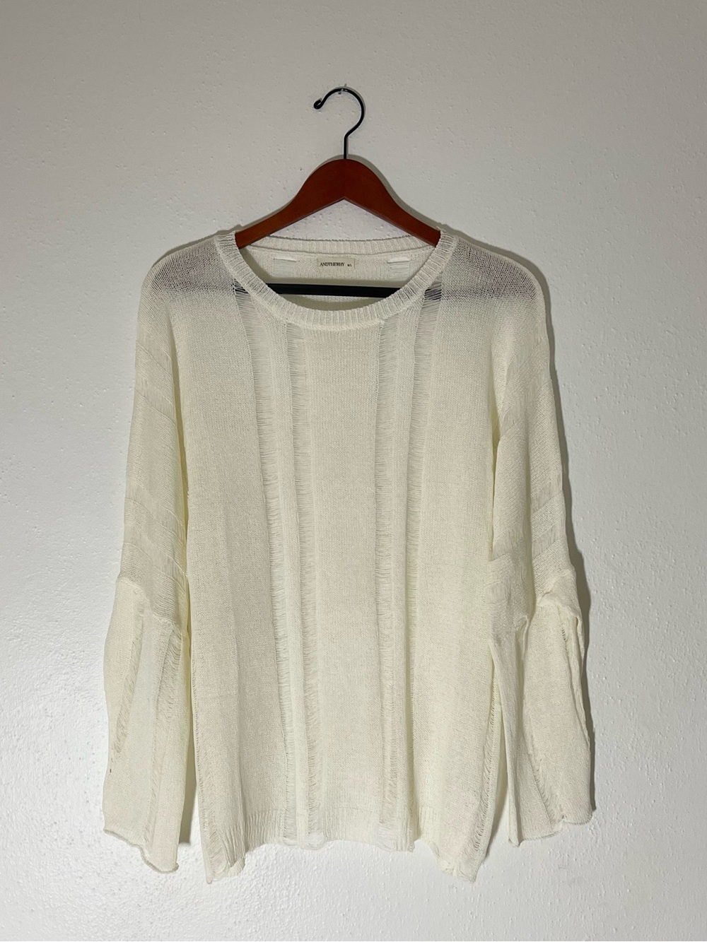 Lightweight Cream Knit Destructed Sweater